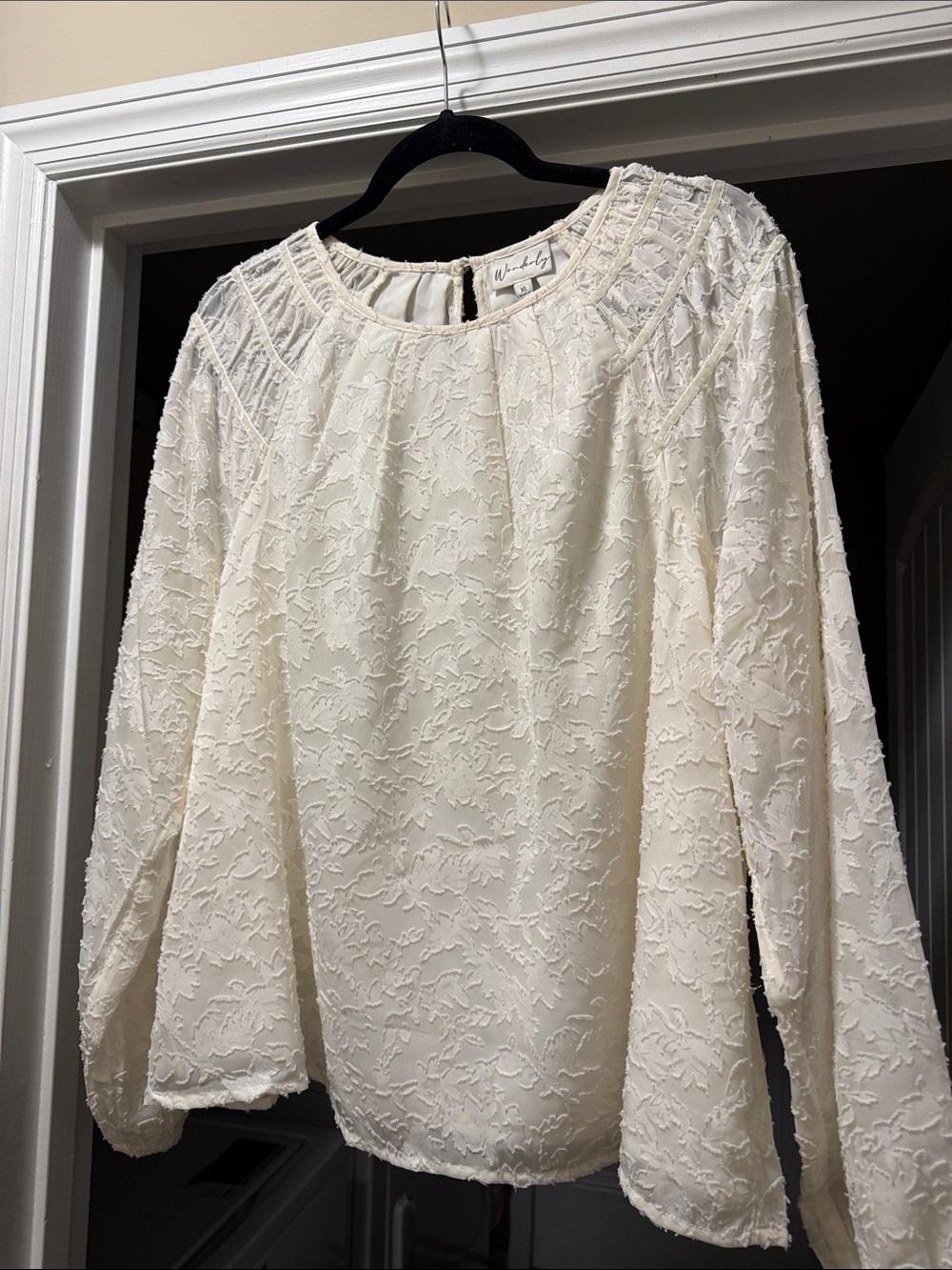 Wonderly Ivory Textured Lace Blouse